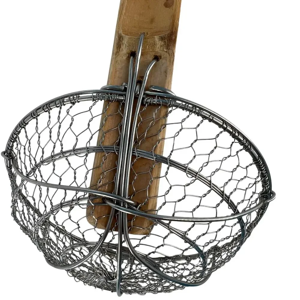Large Stainless Steel Spider Strainer Wooden Handle Wire Mesh Skimmer